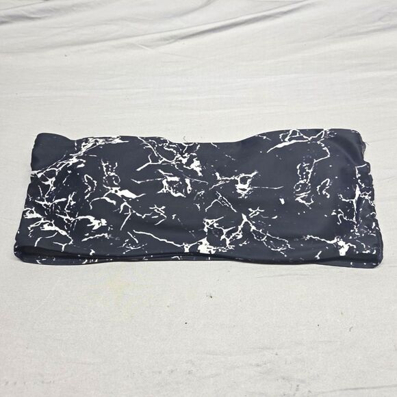 Unbranded Other - Black and white marble print strapless bandeau bikini top Large